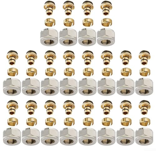 16mm Underfloor Heating Manifolds Connectors Fitting, Nickel Plated Fittings Underfloor Heating Manifolds Connectors Designed For Underfloor Heating Manifolds(20 Pcs)