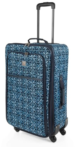 ITACA - Maleta Mediana con 4 Ruedas Giratorias para Viajes Largos Tipo Trolley Ideal como Maletas de Viaje Grandes 23 Kilos, Resistentes, Marino