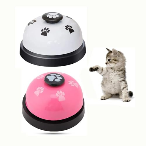 HUATEEN Haustier-Trainingsglocken mit Pfotenabdruck,2 pcs Töpfchen-Hundeklingel & Türklingel für Katzen/Hunde – Trainingsspielzeug für Welpen & Erwachsene Haustiere Weiß + Rosa