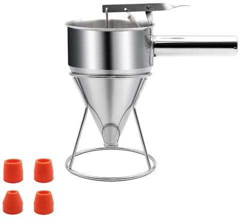 Professioneller Pfannkuchenteigspender Edelstahltrichter Geeignet Zum Backen Von Cupcake Waffeln Und Mehr Mit Ständer