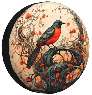 Housse De Protection De Roue De Secours Arbre À Oiseaux Animal Rétro Couverture De Pneu Étanche Couvre Pneus De Voiture Résistant Aux Intempéries Cache-Pneus pour RV SUV Voitures 16 inch