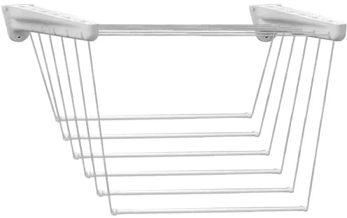 Sicignano | Stendibiancheria da Parete Soffitto Steed, Regolabile, Salvaspazio, Antiruggine, Diverse Misure Disponibili, Struttura Robusta in Plastica e Metallo Rivestito (100 cm)