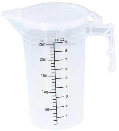 Plastic Measuring Cup, Kitchen Measuring Container, Chemical Measuring Cup, 100/250/500ML Plastic Measuring Cups Jug Liquid Container(250ML)
