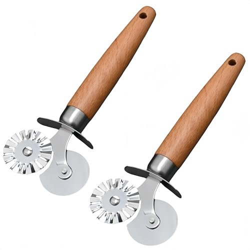 HJYDGJ 2 unidades de cortador de pasta de acero inoxidable con aleación de zinc, cortador de masa, rodillo de rejilla, rodillo de rejilla, rueda de masa para raviolis