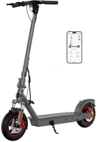 SISIGAD Patinete Eléctrico 10 Pulgadas Scooter Eléctrico Adultos con Suspensión y App, E Scooter 400W Motor 36V 10.4AH Batería 25 km/h Velocidad, Electric Scooter con Doble Freno y Amortiguador