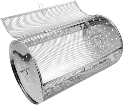 TOYANDONA Grill Roaster Drum Stainless Steel Rotisserie Basket for Oven Rotate Design Easy Open Door for Roasting Nuts