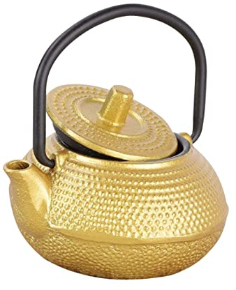 bouilloire sifflante, Théière en fonte théière en métal Vintage Mini théière décor bouilloire à eau chaude dorée thé en fonte