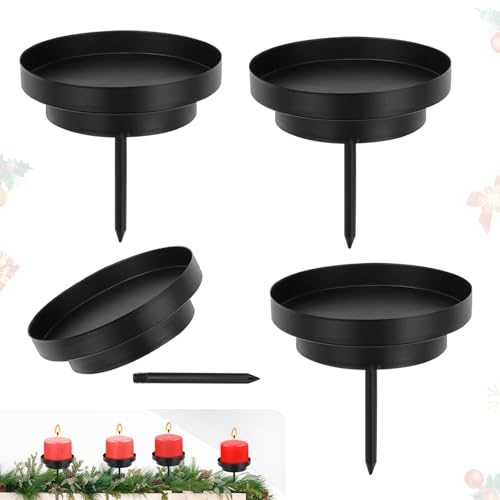 4 Stück Kerzenhalter Adventskranz, kerzenhalter adventskranz 8 cm,2 In1 Kerzenhalter Stabkerze,Abnehmbar Kerzenstecker für Adventskranz Teller, Weihnachten Dekoration.