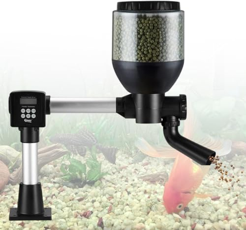Futterautomat Teich, Large Programmierbarer Fischfutterautomat Outdoor mit LCD Display Controller, Automatischer Fischfutterspender 8.5 Liters Fish Feeder Pond Koi for Weekend Holiday