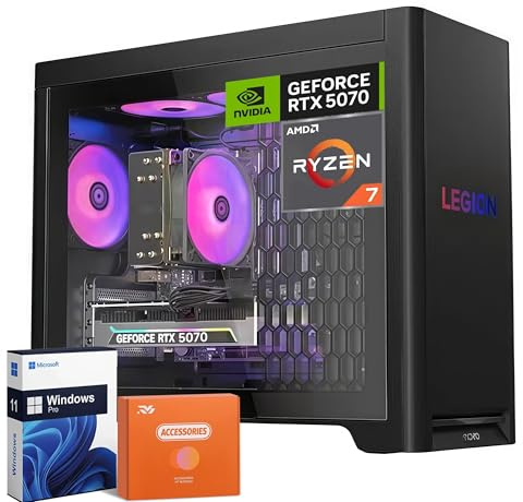 Lenovo Legion T5 Gen 10 Gaming Tower Desktop PC, AMD Ryzen 7 7700X(Up to 5.4GHz), NVIDIA RTX 5070 12GB GDDR7, 64 GB DDR5, 4 TB SSD, WiFi 6E, Bluetooth 5.3, Windows 11 Pro, w/Accessories