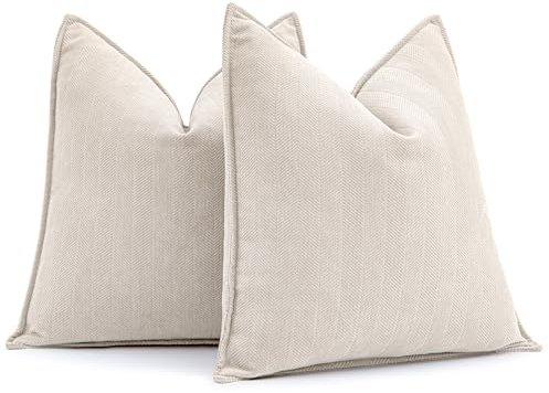 MIULEE 2er Kissenbezug 40x40 Creme Chenille Kissenhülle zierkissen