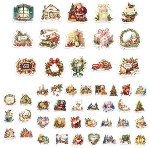 Weihnachtsaufkleber zum Basteln, Gepäck-Aufkleber, Weihnachtshaus, Elch, Aufkleber für Gepäck, Klassenzimmer, Laptop, Partygeschenke, Strumpffüller, Wasserflasche, Umschlag, Fenster