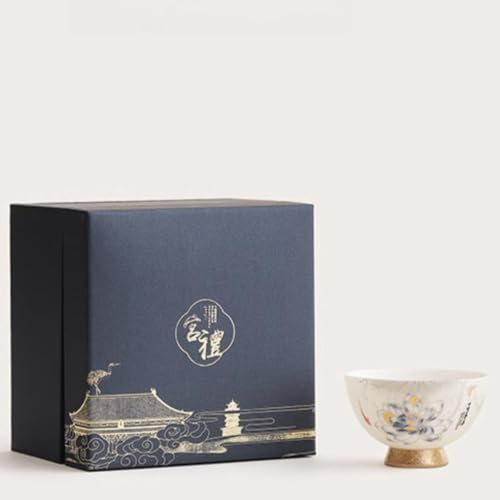 LEEDJUINE Mutton-fat Jade Master's Cup - Taza de té con caja de regalo, 100 ml, juego de té individual de cerámica resistente al calor