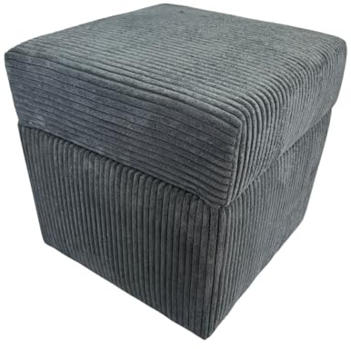 Max Mebels Cord-Hocker POSO 40x40 cm gepolstert quadratisch mit Stauraum – aufklappbarer Sitzhocker für Wohnzimmer – Grau