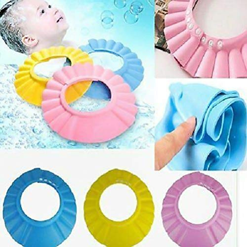 CCYLEZ Babyschampo Duschbadmössa Mjuk Elastisk Skyddsmössa för Småbarn Baby, Förhindrar Vattenkontakt, Huvudomkrets 34-45 Cm, för Rolig Badupplevelse (Gul)