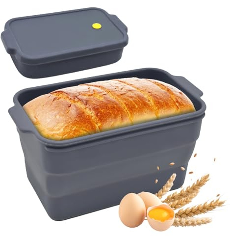 Yunkctuk Brotbackform Silikon mit Deckel, BPA-Freie, Antihaftbeschichtete, Flexible Backform, Hitzebeständige, Faltbare Kastenform Gebäck, Brote, Kuchen, Backofen, Mikrowelle (23 × 13 cm)