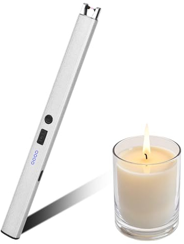 Mechero Electrico, Encendedor Electrico, Encendedor Velas, Recargable por USB, Resistente al Viento, para Velas, Chimenea, Barbacoa, Camping