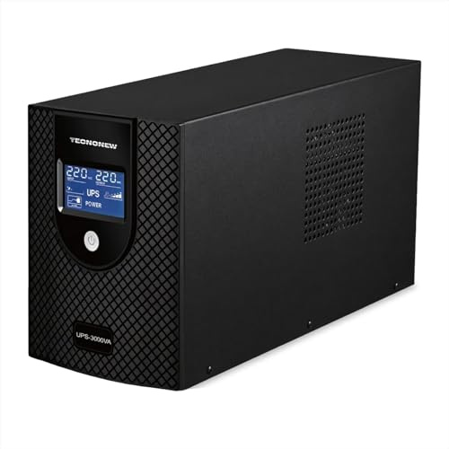 TECNONEW TN-3000VA UPS per Computer 3000VA 1500Watt, Gruppo di Continuità per PC, Tecnologia Line Interactive, AVR, 4 Uscite Schuko, Display LCD