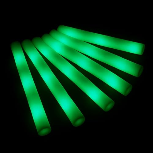 zenda club® Set di 40 bastoncini luminosi a LED verdi 48 cm – Baton luminoso fluorescente in schiuma – 3 modalità di illuminazione – Glow Sticks per matrimoni, compleanni, concerti, festival, serate e