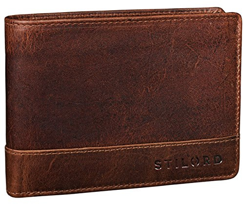 STILORD 'Lucius' Vintage Portemonnaie Leder Herren mit Münzfach & RFID-Schutz Geldbörse Männer Bifold Klappbar Brieftasche Portmonee Geldbeutel Geldtasche Wallet Echtleder, Farbe:Kara - Cognac