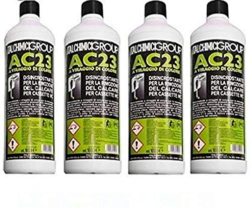 Italchimici Group Disincrostante AC23 per Cassette WC Incasso Geberit e Cassette WC Esterne per la Rimozione del Calcare - 4 flaconi da 1 litro ciascuno | e Cassette WC Esterne per la Rimozione del Calcare - 4 flaconi da 1 litro ciascuno