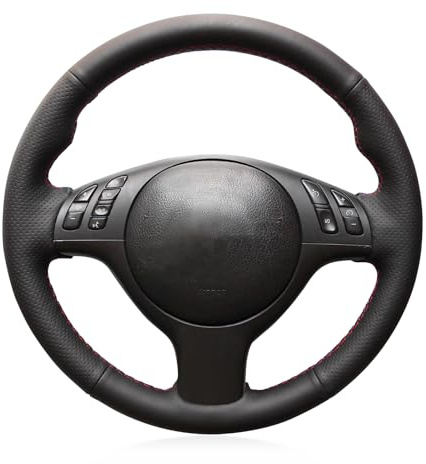 MEWANT Passgenauer Lenkradbezug zum Nähen für BMW M3 | E46 E39 330i 540i 525i 530i 330 Ci M3 2001-2003 mit Kunstleder Atmungsaktiv Für Beheizte Lenkräder Langlebig