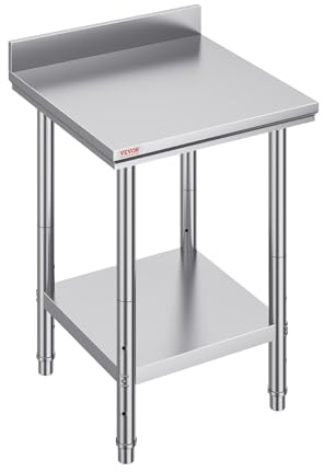 Mophorn Stainless Steel Table Work Table 24 x 24 x 34 Inch Commercial Food Prep Worktable Heavy Duty Prep Worktable Metal Work Table with Adjustable Feet for Restaurant, Home and Hotel