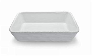 Plat en porcelaine rectangulaire avec cordon, blanc, 40 x 30 x 10 cm