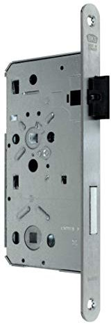 BKS Badezimmer Türschloss mit Vierkant, mit Flüsterfalle Kl.III BAD 65/78/8 mit Edelstahl Stulp 20 x 235mm abgerundet, DIN Rechts incl. SN-TEC® Montageset