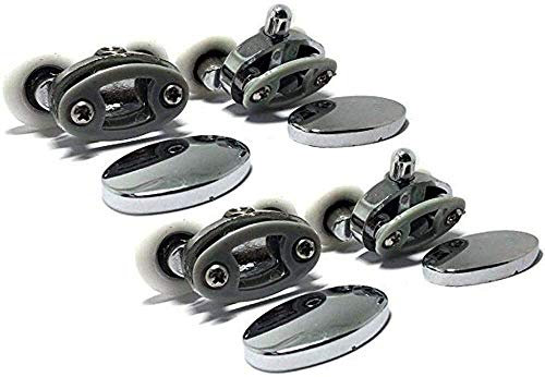Set of 4 New Oval Metal Alloy Double Wheel Shower Door Rollers 20mm