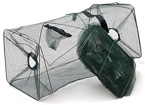 2 Stück Tragbare Faltbar Fischernetz Fishing Köderfischreuse Fischreuse Aalreuse Krebsreuse Fisch Net Nylon Angeln Netze Käfigfalle Casting Net für Krabben Garnelen Langusten Fische fangen Netz