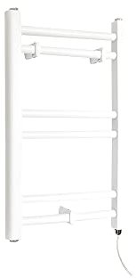 Milano Ive 200W White Straight Bar Electric Heated Towel Rail - 600mm x 400mm
