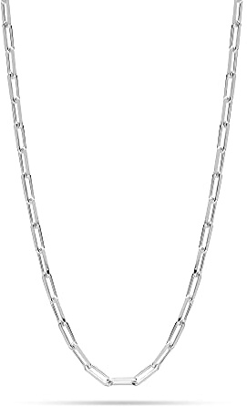 LeCalla Links Sterlingsilber, italienischer Schmuck, 3 mm, 3,5 mm, 4,5 mm, Büroklammer, Gliederkette, Halskette für Teenager, Frauen und Männer, 16, 18, 20, 24 Zoll