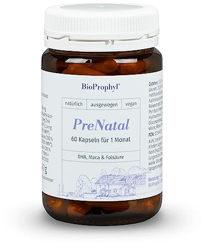 BioProphyl® PreNatal | DHA, Zink, Maca, Ackerschachtelhalm, Vitamin D3, Vitamin B-Komplex zur Schwangerschaftsvorbereitung - 60 pflanzliche Kapseln für 1 Monat