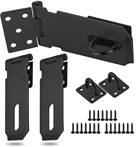 3 Pezzi Lucchetto Porta con Vite,Lucchetto Hasp Acciaio Inox,Chiavistello Porta per Giardino Garage Cassetto Armadietto Sala Attrezzi (Nero (Media Taglia))