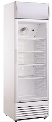 METRO Professional Frigorífico GSC2350, nevera vertical con puerta de cristal, 324 L, blanco, 180 W, iluminación LED, 4 estantes ajustables, gastronomía, bar, restaurant, tiendas