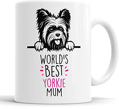 Faithful Prints Yorkie World's Best Mum Mug Dog Mum Yorkshire Terrier Mum Cup Friend Funny Gift Birthday Christmas, Yorkie Mug (FP-10424)