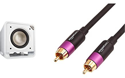 Polk Audio HTS 10 Aktivsubwoofer für Heimkino Soundsysteme und Musik, 10 Bass Box, 200 Watt & Amazon Basics PBH-19088 Subwoofer-Kabel, 2,4 m