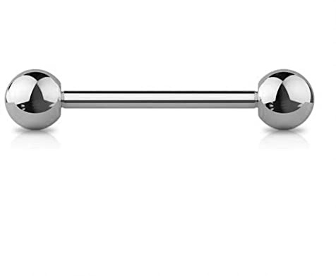 Jewel Barrel 14G Tongue Bar - Surgical Steel Straight Barbell for Tongue & Nipple Piercing - Unisex Piercing Jewellery (Multiple Colours)
