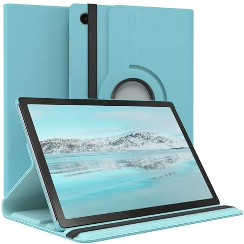 EAZY CASE - Custodia per Samsung Galaxy Tab A8 10.5 tablet Cover protettiva Smart Cover Supporto rotante Astuccio pieghevole 360° girevole con funzione stand Similpelle Blu