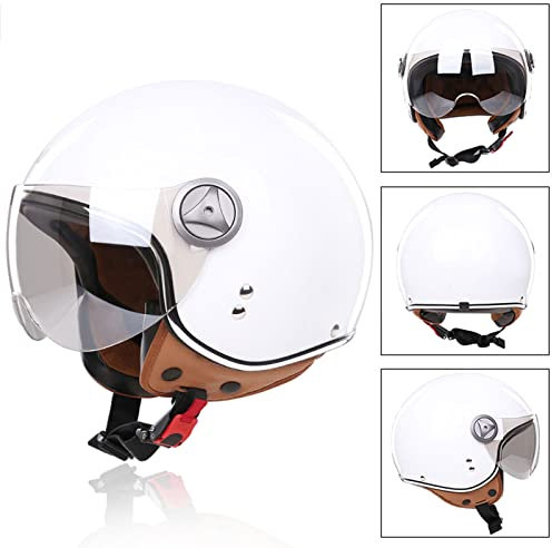 Casques Vintage à Face Ouverte pour Hommes Femmes - Casque Bols de Moto Jet Rétro avec Visiere ECE Homologué Casque Demi-Visage pour Cruiser Chopper Scooter (Color : Z, Size : L=57-58cm)