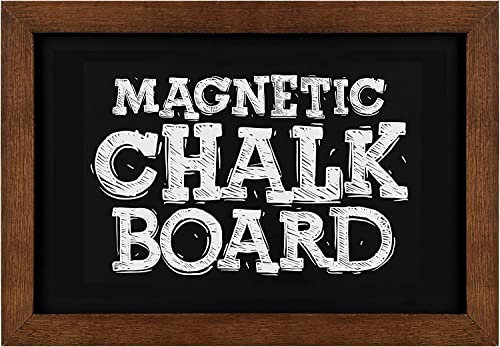 Tableau noir magnétique avec cadre en bois massif pour mur, tableau noir avec cadre en noyer pour cuisine, restaurant, bar, mariage, menu et décoration d'intérieur (22 x 32 cm, 1 pièce, marron)