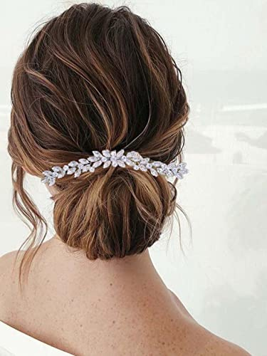 SINLOV Brautschmuck, Kristall-Hochzeits-Haarkamm, Blume, Strass, Brautschmuck, Brautjungfer, Kopfschmuck, Hochzeits-Haarschmuck für Damen (Silber)