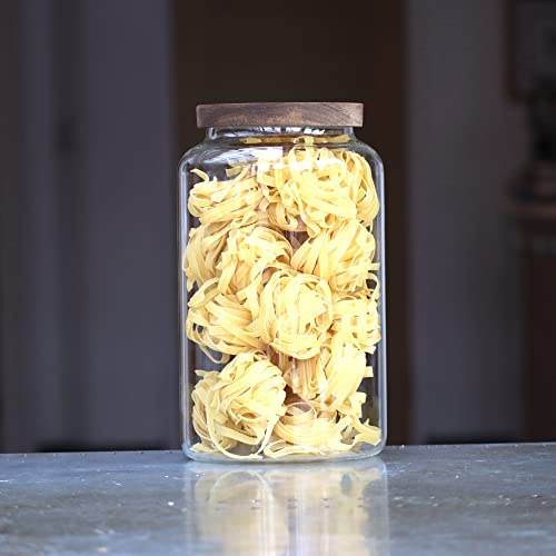 2750ml Glass Storage Jar with Wooden Lid, Kitchen and Pantry Organisation, Food Storage, Pasta Jars, Dried Goods and Bulk Foods, Cookie Jar, Clear