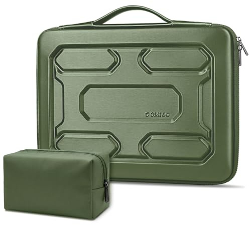 DOMISO Laptop Hard Case 17-17.3 inch Waterproof Shockproof Hard Shell Laptop Sleeve with Handle & Storage Pocket, Compatible with MacBook, HP, Dell, Green