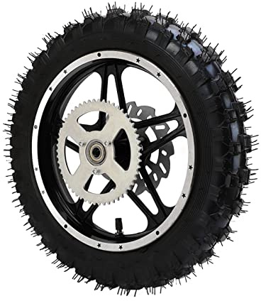 Rueda Trasera de Moto de Cross, para Mini Pit Bike Goma Metal 2.5‑10 con Montaje de Llanta de Llanta de Rodamiento de Rueda Dentada de Disco