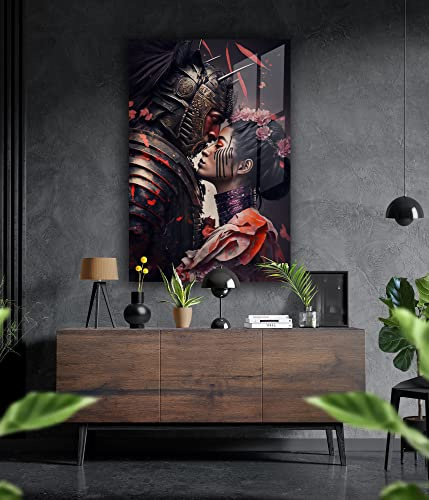 Manschin-Laserdesign Premium Wandbild aus Acrylglas oder Aluminiumverbund – Samurai und Geisha in verschiedenen Größen (Acrylglas, 120x80cm)