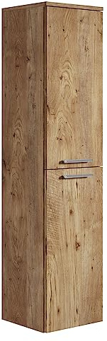Badplaats B.V. Badezimmer Badschrank Saturnus 130cm Eiche Kastanie - Regal Schrank Hochschrank Schrank Möbel