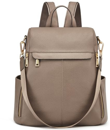 Kattee Damen Rucksack mit Diebstahlschutz Umhängetasche aus echtem Leder modische Umhängetasche für Damen