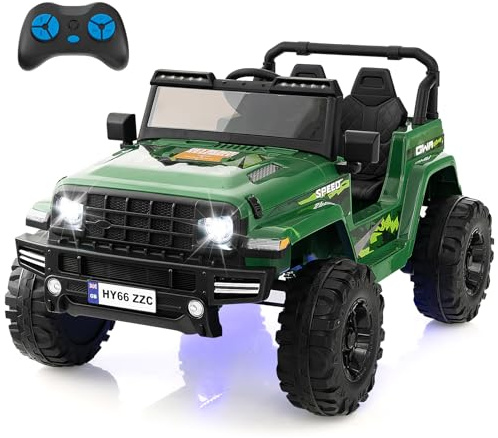 COSTWAY 24V Kinder Elektroauto, Kinderauto elektrisch 2 Sitzer mit 2,4G-Fernbedienung, Elektro Auto mit Musik & Hupe & LED-Leuchten, Elektrofahrzeug für Kinder ab 3 Jahren (Grün)